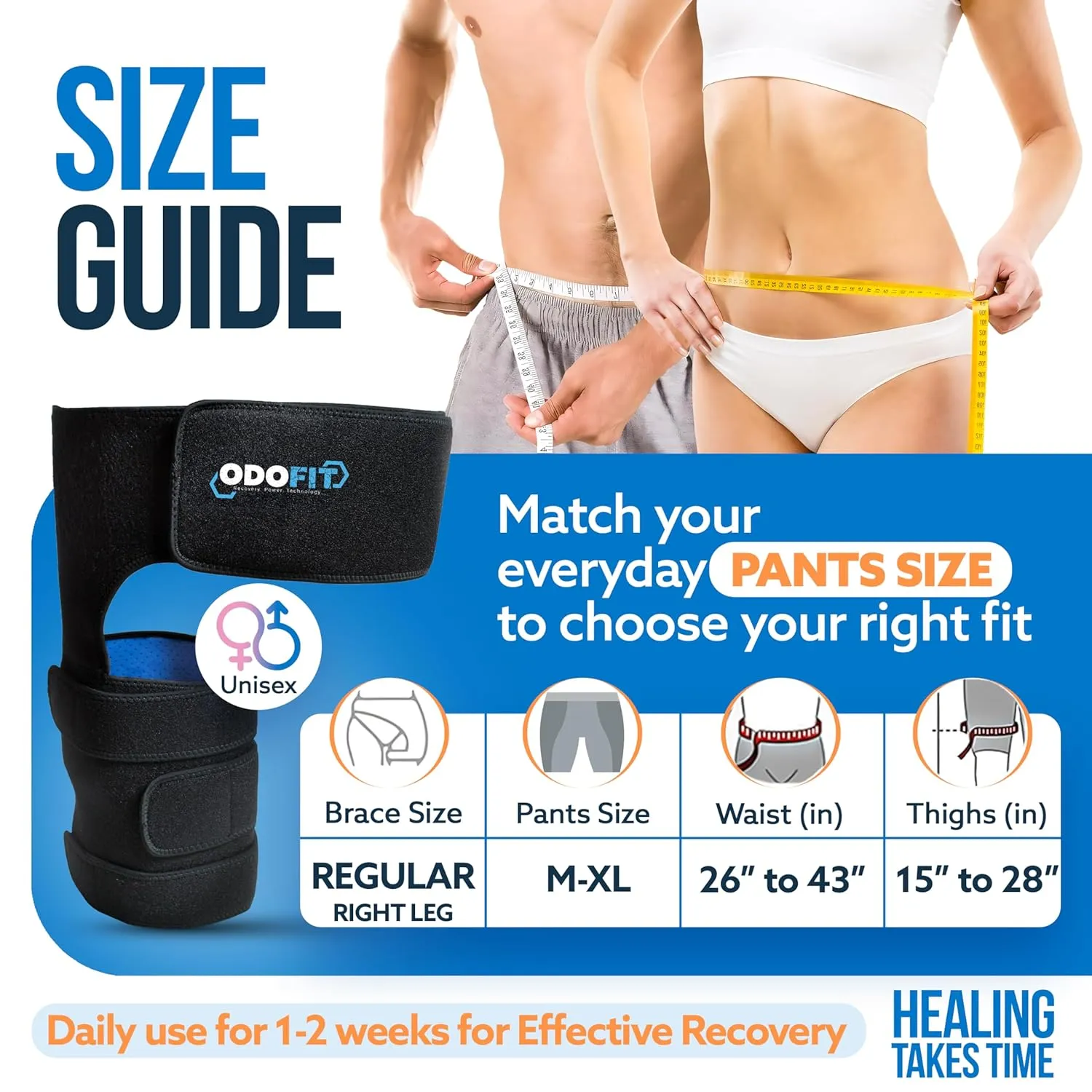 5-in-1 Hip Brace for Women & Men Sciatica Pain Relief Brace - Adjustable Groin, Thigh, Hamstring Compression Wrap - Comfortable Support for Muscle Recovery, Mobility, Hip Pain Relief