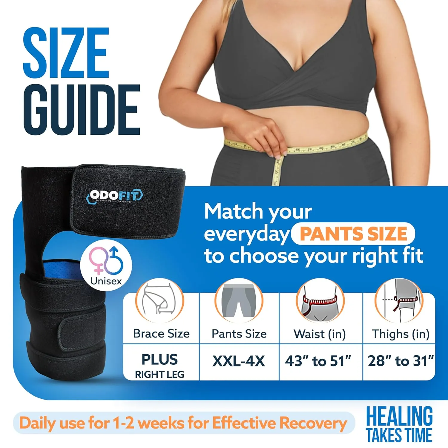 5-in-1 Hip Brace for Women & Men Sciatica Pain Relief Brace - Adjustable Groin, Thigh, Hamstring Compression Wrap - Comfortable Support for Muscle Recovery, Mobility, Hip Pain Relief
