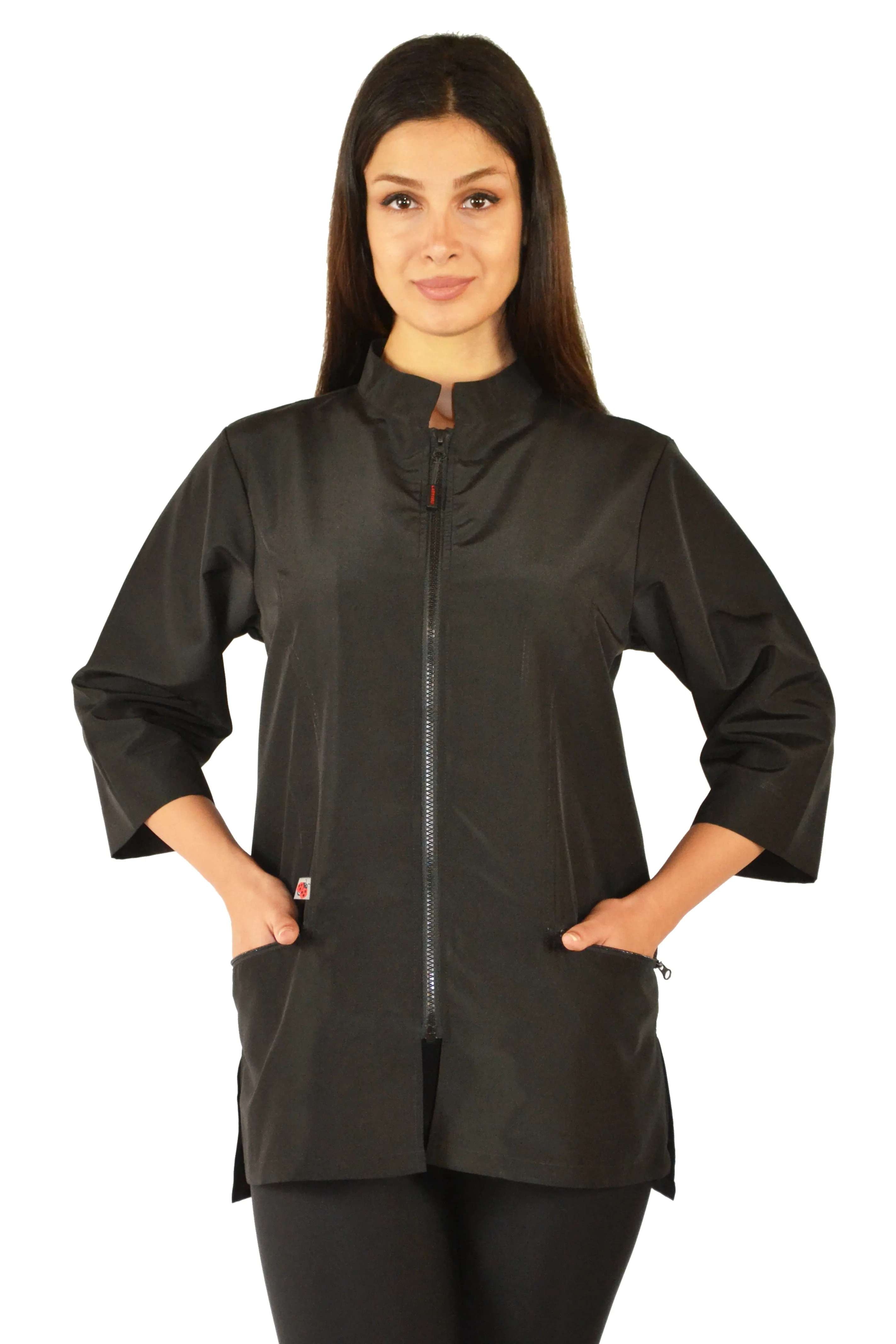 512 - Black 3/4 Sleeve Water Resistant Hair Resistant and Bleach Resistant Stylist Jacket
