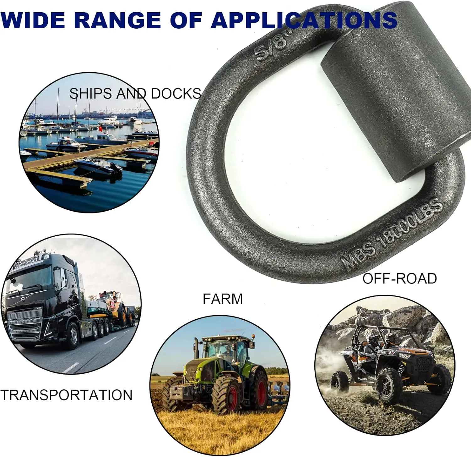 5/8" Heavy Duty Weld-On Forged D Ring with MBS:18,000 lbs, D-Ring Tie Down Anchor with Weld On Anchor Points for Trailer, Truck Cargo, RV, ATV Tiedowns, Farm Applications etc(8 Pack)