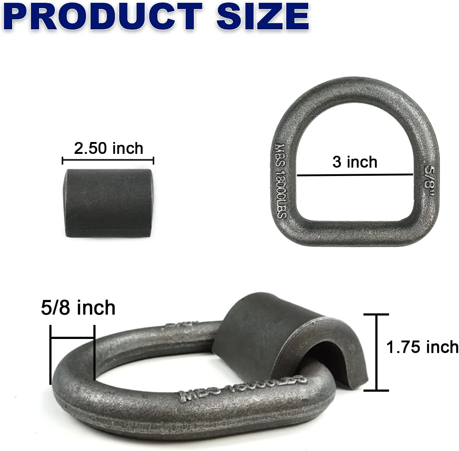 5/8" Heavy Duty Weld-On Forged D Ring with MBS:18,000 lbs, D-Ring Tie Down Anchor with Weld On Anchor Points for Trailer, Truck Cargo, RV, ATV Tiedowns, Farm Applications etc(8 Pack)