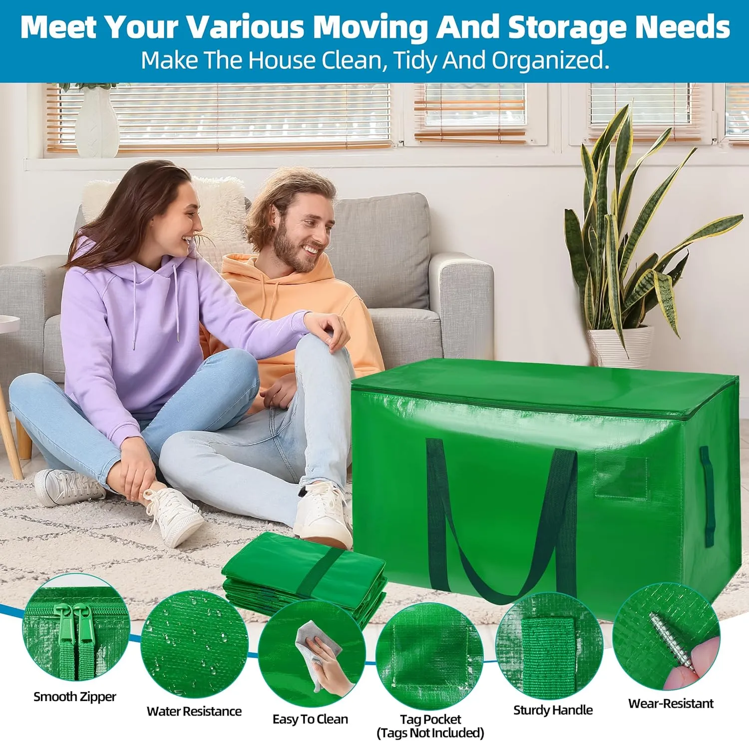 6 Pack Moving Bags Heavy Duty Storage Bags With Zippers And Strong Handles Packing Bags For Moving Storage Travel Camping Space Saving Alternative To Moving Boxes College Essentials Moving Supplies