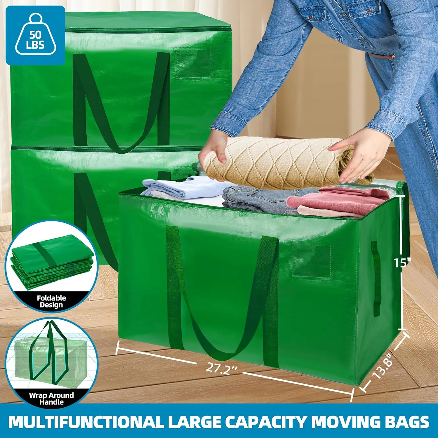 6 Pack Moving Bags Heavy Duty Storage Bags With Zippers And Strong Handles Packing Bags For Moving Storage Travel Camping Space Saving Alternative To Moving Boxes College Essentials Moving Supplies