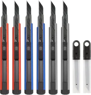 6 Pack Utility knife Retractable with 30 Degree Snap Off Blade Lockable Cardsharp Box Cutter Knife with Extra 20 Sharp Blades for Heavy Duty Office, Home, Arts Crafts, Hobby