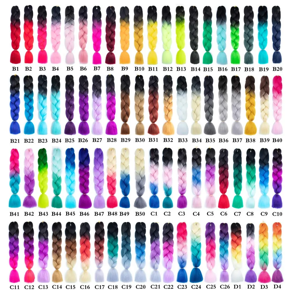 6 Packs Ombre Jumbo Braiding Hair Extensions 24 Inch High Temperature Synthetic Fiber Hair Extensions for Box Braids Braiding Hair (Purple to Red to Pink)