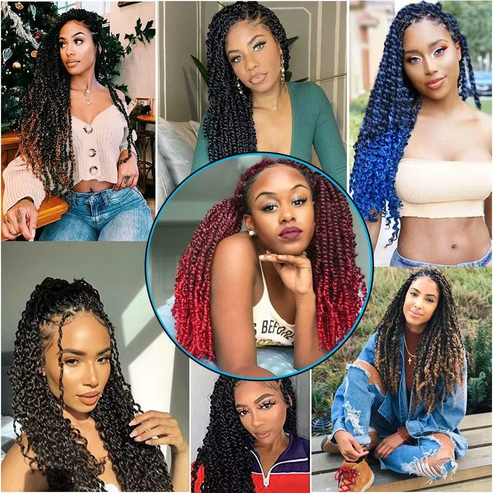 6 Packs Passion Twists Hair 18inch Ombre Burgundy Water Wave Crochet Hair for Butterfly Soft Locs Synthetic Crochet Hair Passion Twist Long Bohemian Locs Braiding Hair Extensions (18" 6packs T1B/BUG#)