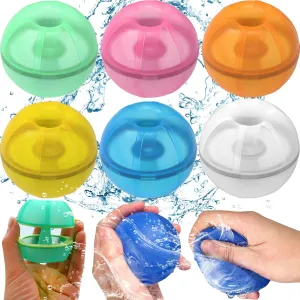 6 Pcs 2025 Upgraded Reusable Magnetic Water Balloons, Self-Sealing Quick Fill Splash Balls for Kids, Teens Summer Outdoor Pool Games, with Silicone Splash Ball & Mesh Bag