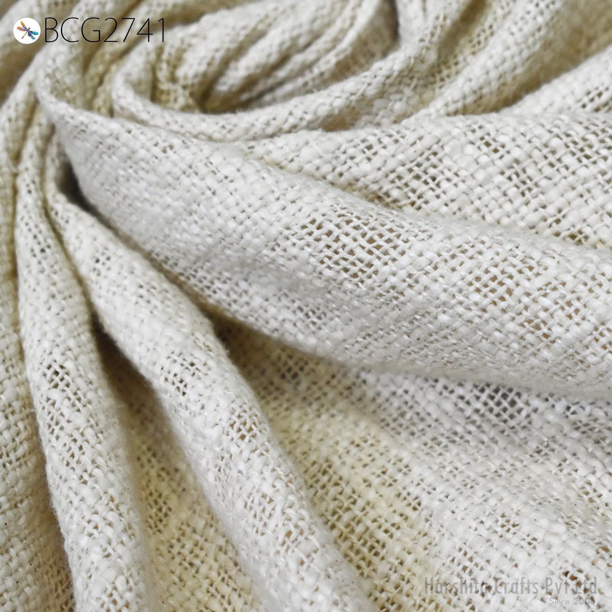 60'' Unbleached Cotton Fabric Indian Hand-woven Textile Grey Cotton Fabric by The Yard Upholstery Bedcovers Crafting Sew Tote Bags Draperies