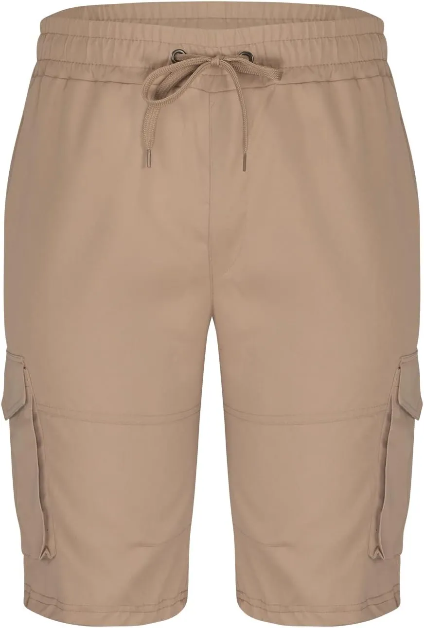 7 Inch Inseam Shorts Men 2023 Casual Stylish Drawstring Stretch Multi Pockets Cargo Shorts Utility Tooling Shorts