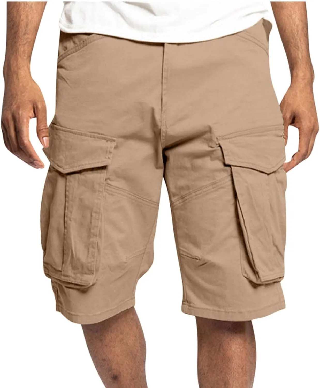 7 Inch Inseam Shorts Men 2023 Casual Stylish Drawstring Stretch Multi Pockets Cargo Shorts Utility Tooling Shorts