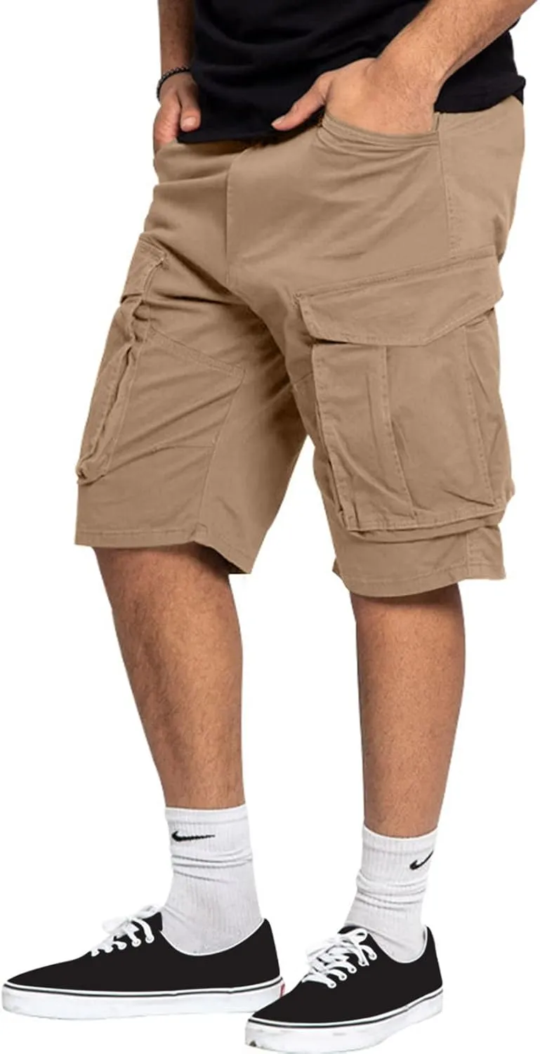 7 Inch Inseam Shorts Men 2023 Casual Stylish Drawstring Stretch Multi Pockets Cargo Shorts Utility Tooling Shorts