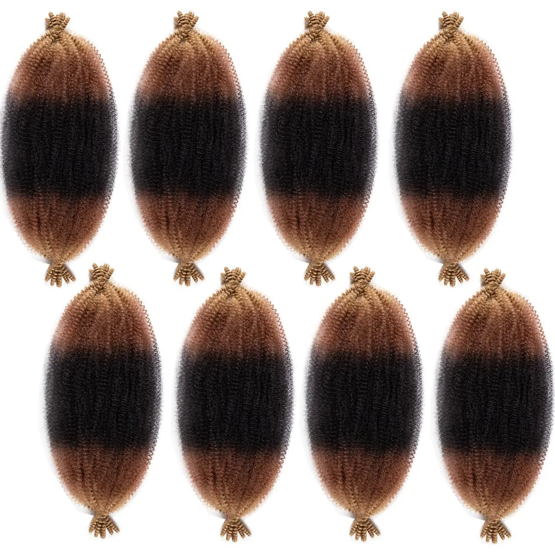 8 Packs Pre-Separated Springy Afro Twist Hair 18 Inch 1B/30/27 Marley Hair Pre-Fluffy Natural Curls are Perfect for Marley Crochet Hair Suitable for Black Women (1B/30/27, 18 Inch)