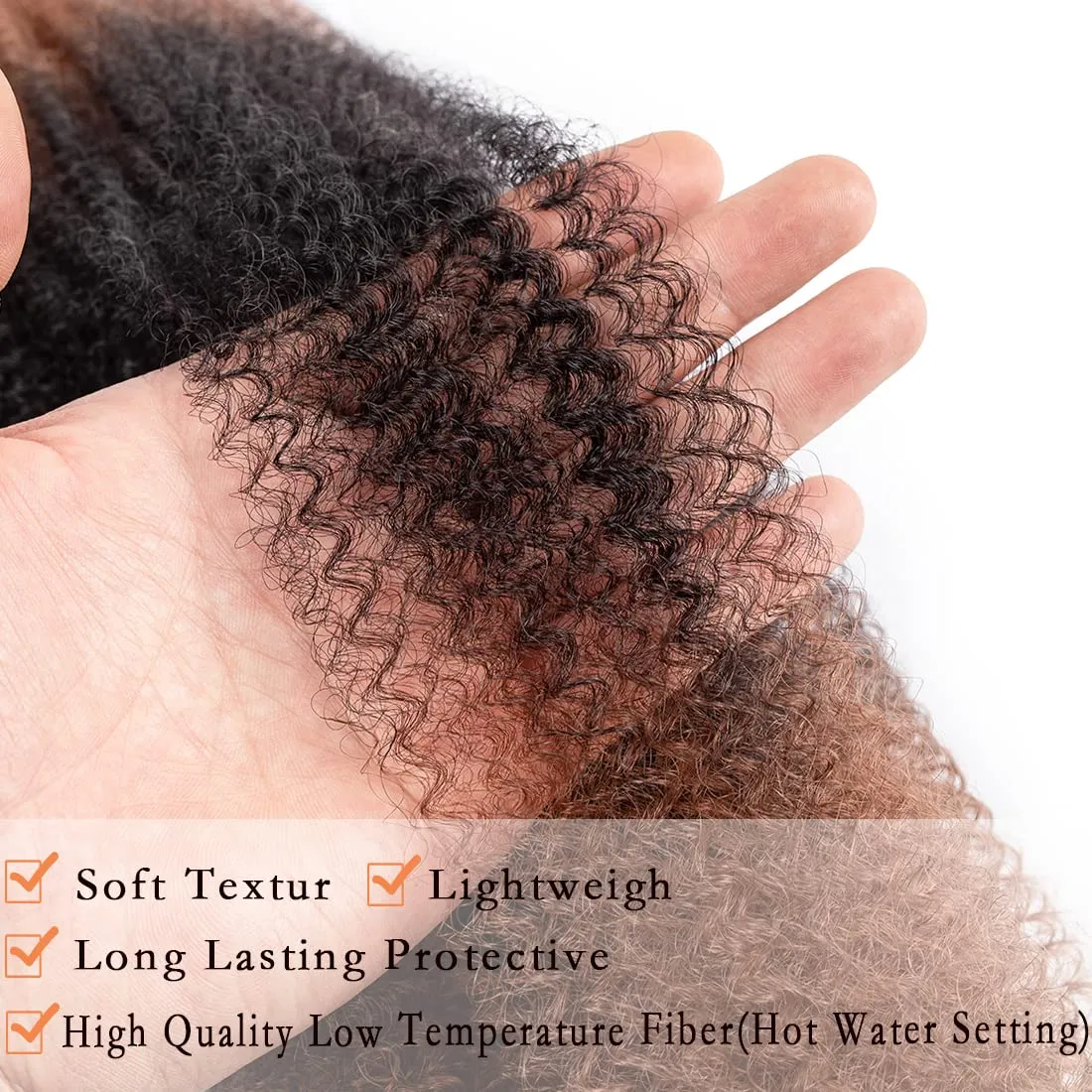 8 Packs Pre-Separated Springy Afro Twist Hair 18 Inch 1B/30/27 Marley Hair Pre-Fluffy Natural Curls are Perfect for Marley Crochet Hair Suitable for Black Women (1B/30/27, 18 Inch)