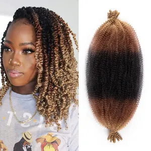 8 Packs Pre-Separated Springy Afro Twist Hair 18 Inch 1B/30/27 Marley Hair Pre-Fluffy Natural Curls are Perfect for Marley Crochet Hair Suitable for Black Women (1B/30/27, 18 Inch)