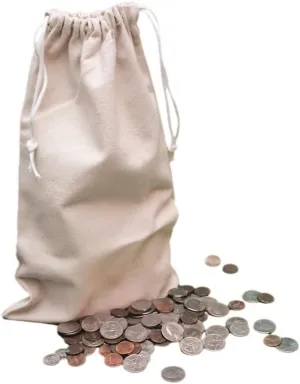 8 x 14 Inches Medium Size Flat Bottom Heavy Duty Coin Bags with Draw Strings - Pack of 5 (MEFBDS5)