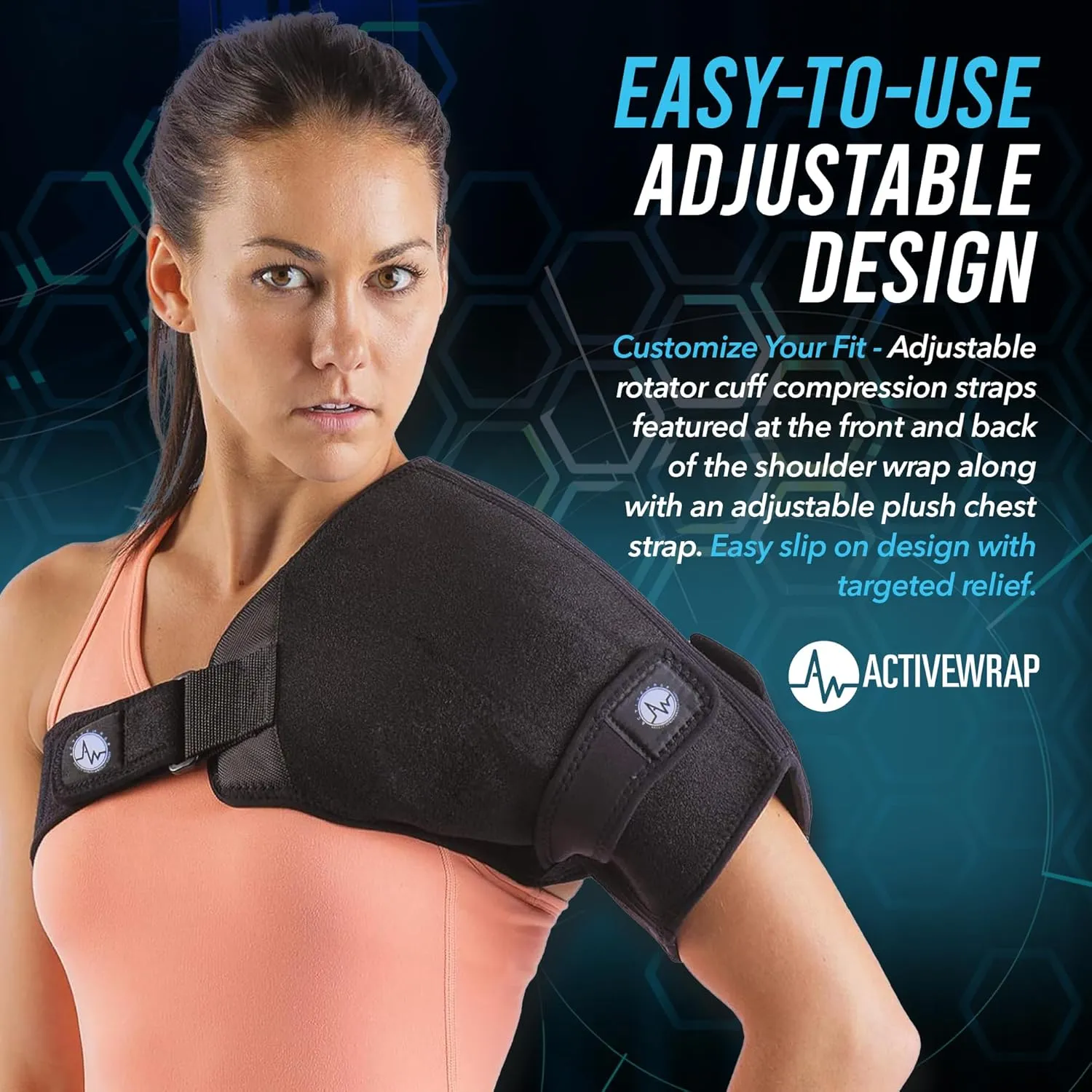 ActiveWrap Shoulder Ice Pack, With 2 Reusable Heat & Ice Packs for Shoulder Pain Relief, Rotator Cuff Cold Therapy, Adjustable Compression Straps, Post-surgery Must-have, Small/Medium