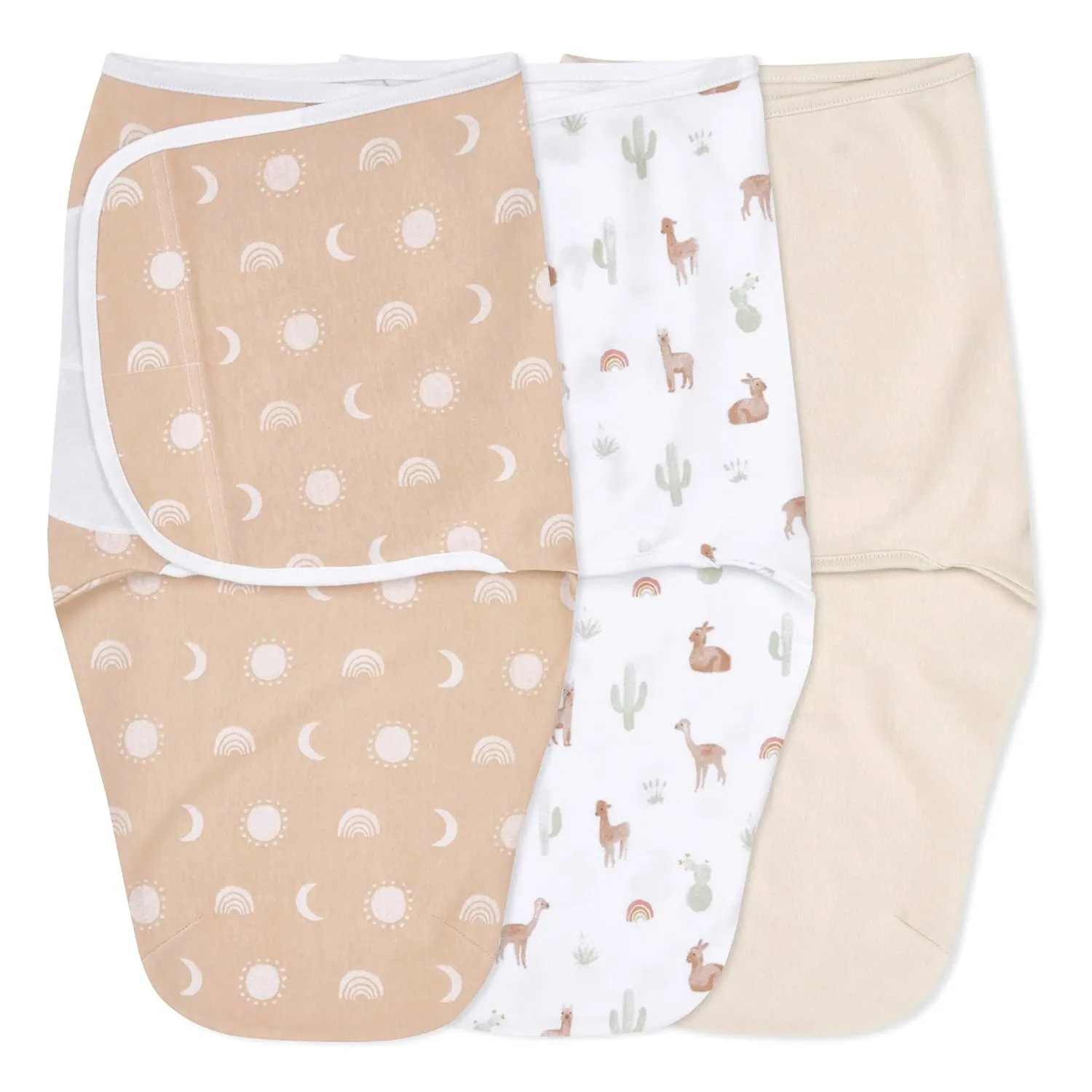 aden   anais Easy Swaddle Wrap, Newborn Wearable Swaddle Blanket, Adjustable Fasteners, 100% Cotton, 3 Pack, 0-3 Months, Desert Sun
