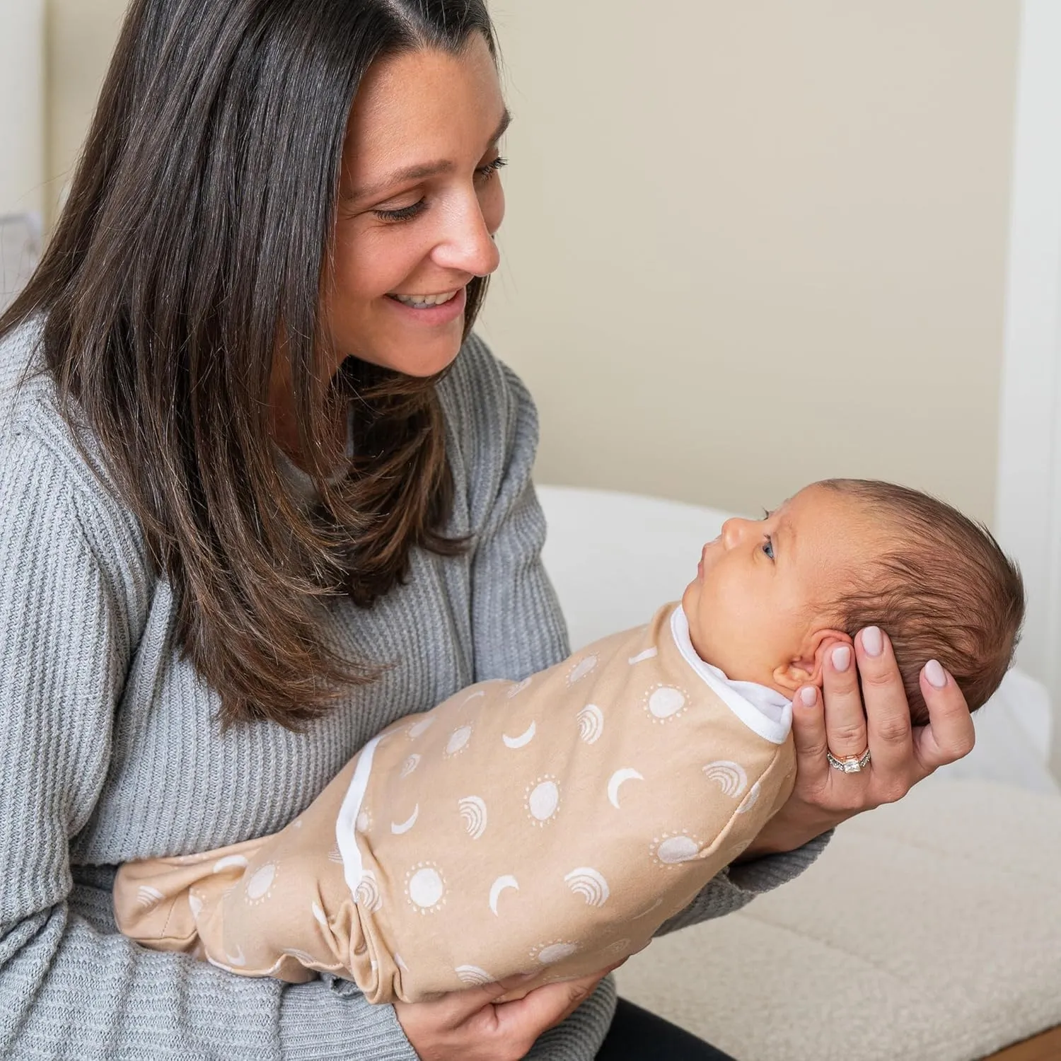 aden   anais Easy Swaddle Wrap, Newborn Wearable Swaddle Blanket, Adjustable Fasteners, 100% Cotton, 3 Pack, 0-3 Months, Desert Sun