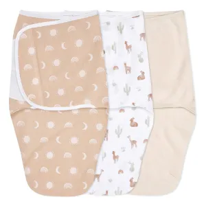 aden   anais Easy Swaddle Wrap, Newborn Wearable Swaddle Blanket, Adjustable Fasteners, 100% Cotton, 3 Pack, 0-3 Months, Desert Sun