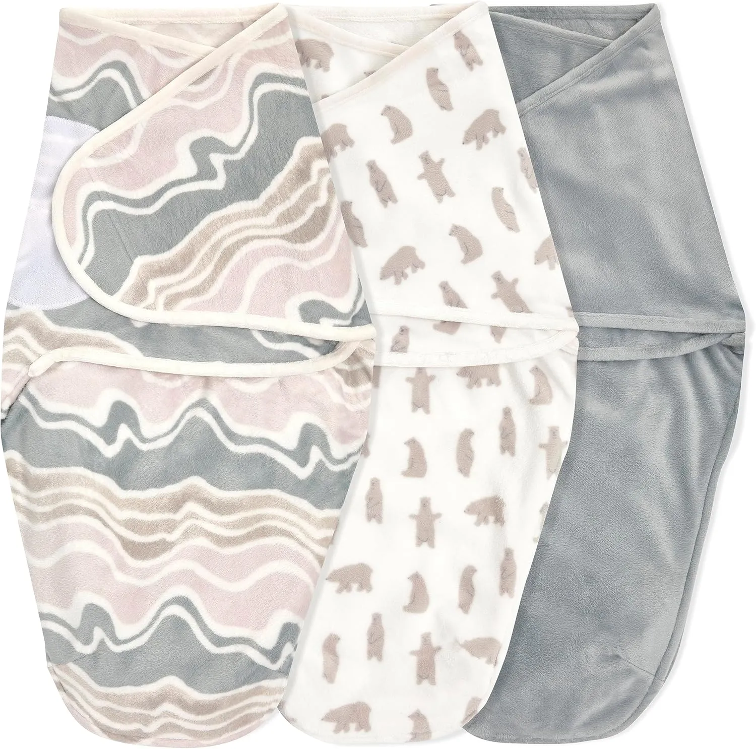 aden   anais Essentials Velboa Wrap 3 Pack, Zipper Bottom for Quick Diaper Change, Newborn Cozy Swaddle Blanket for Safer Sleep, Adjustable, Hip Healthy, TOG 1.5, Little Woods, 0-3 Months