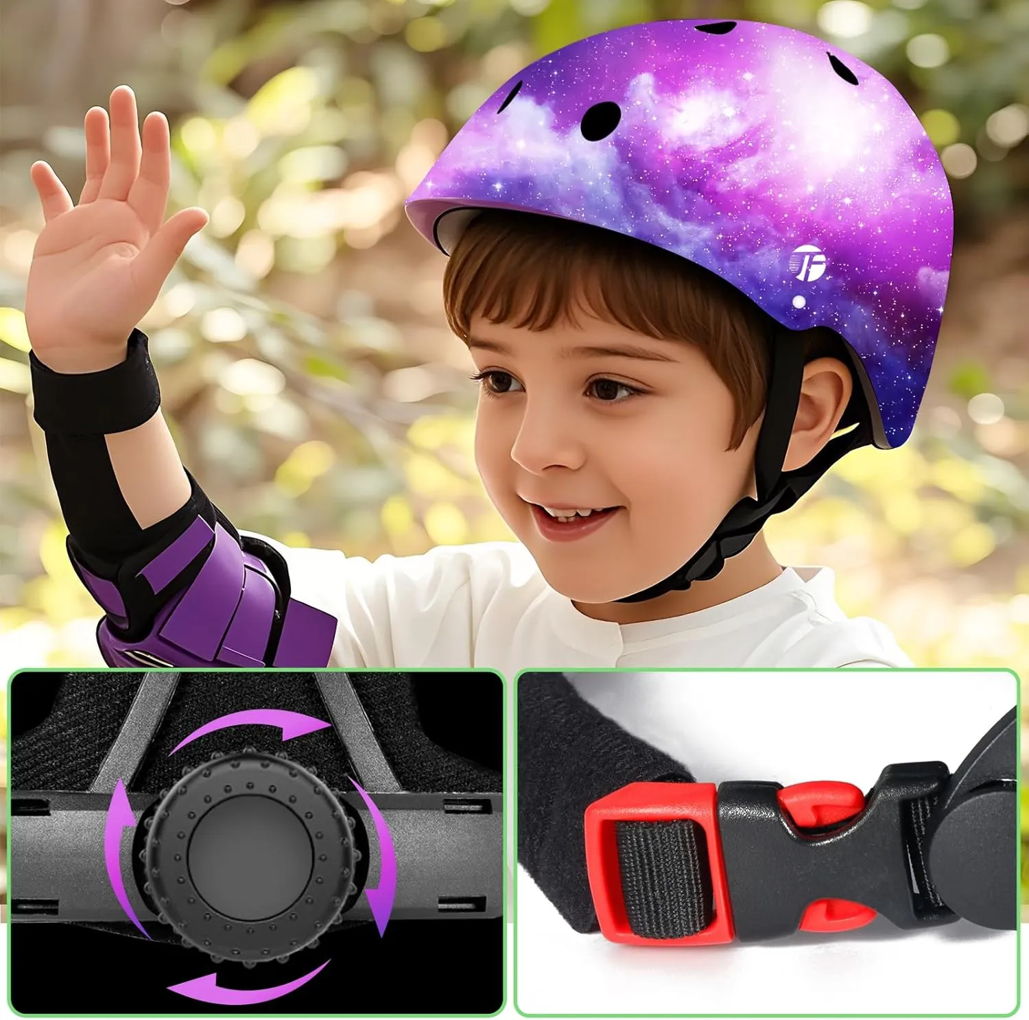 Adjustable Color Gradient Skateboard Helmet for 3-5-8-14 Ages【Toddler Kids Youth Adult】 Girls Boys Woman.Bike Helmet for Multi-Sports Cycling Bicycle Scooter Inline Roller Skate Rollerblading