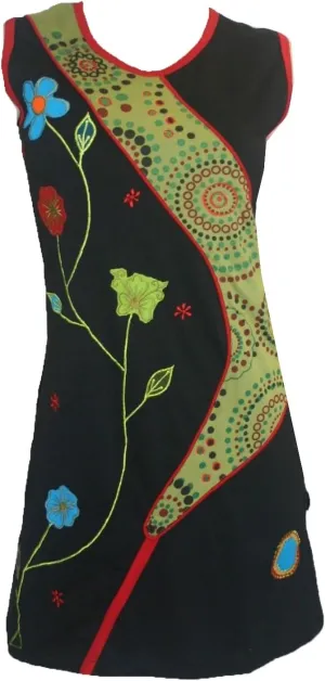 Agan Traders Women's 2025 Spring Gypsy Tribal Boho Knit Cotton Rib Bohemian Mini Dress