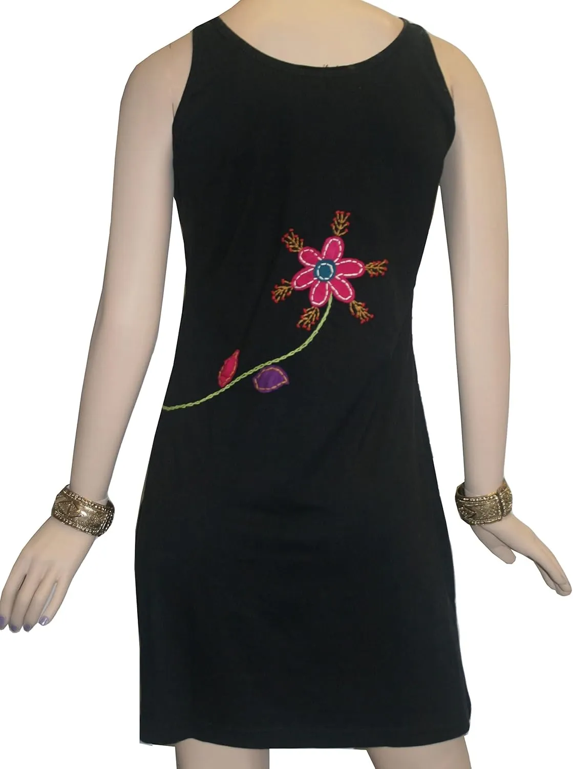 Agan Traders Women's 2025 Spring Gypsy Tribal Boho Knit Cotton Rib Bohemian Mini Dress