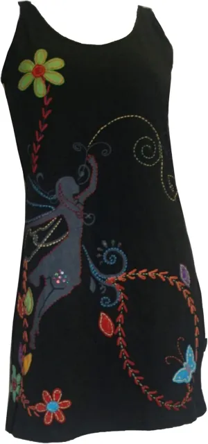 Agan Traders Women's 2025 Spring Gypsy Tribal Boho Knit Cotton Rib Bohemian Mini Dress