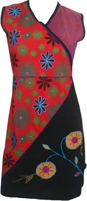 Agan Traders Women's 2025 Spring Gypsy Tribal Boho Knit Cotton Rib Bohemian Mini Dress