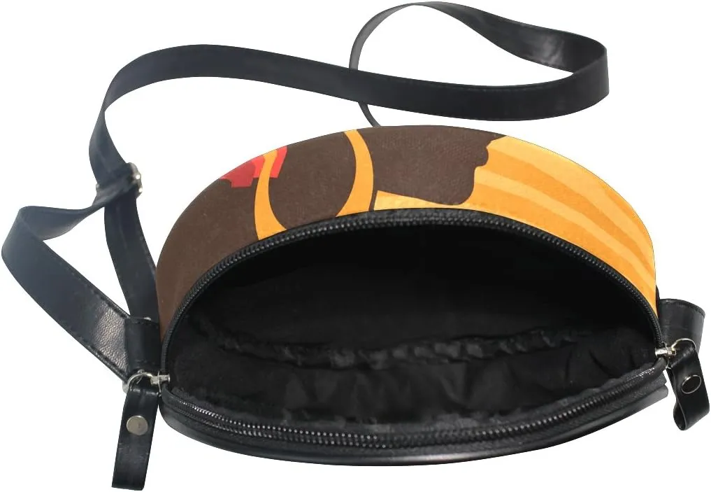 ALAZA Art Paris Eiffel Tower Painting Round Crossbody Bag Canvas Messenger Purse