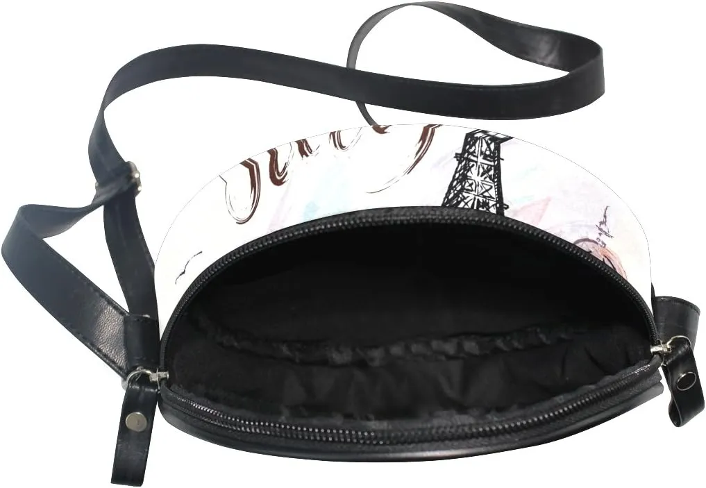 ALAZA Art Paris Eiffel Tower Painting Round Crossbody Bag Canvas Messenger Purse