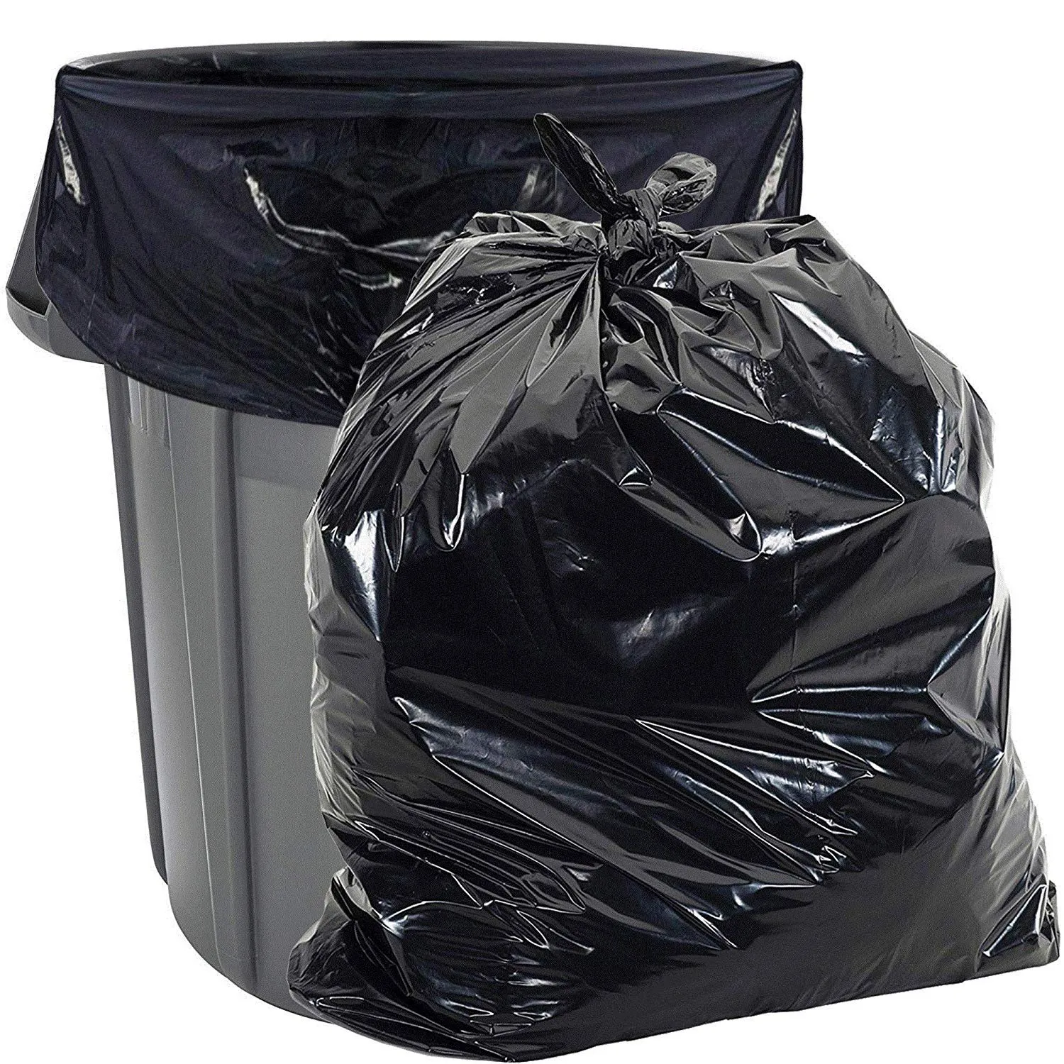 Aluf Plastics 45 Gallon 2.3 MIL Black Heavy Duty Garbage Trash Bags - 40" x 46" - Pack of 100 - For Contractor, Industrial, Institutional, & Commercial