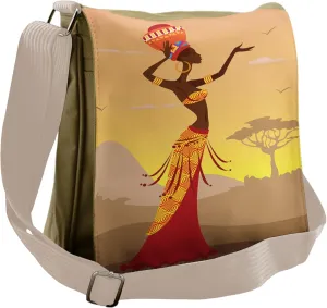 Ambesonne Afro Messenger Bag, Desert Gulls Folkloric, Unisex Cross-body