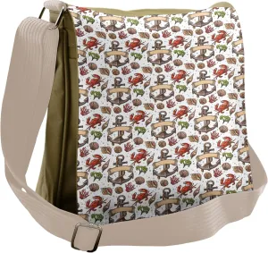 Ambesonne Anchor Messenger Bag, Vintage Aquatic Theme, Unisex Cross-body