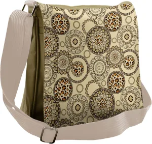 Ambesonne Animal Print Messenger Bag, Savannah Theme Circles, Unisex Cross-body