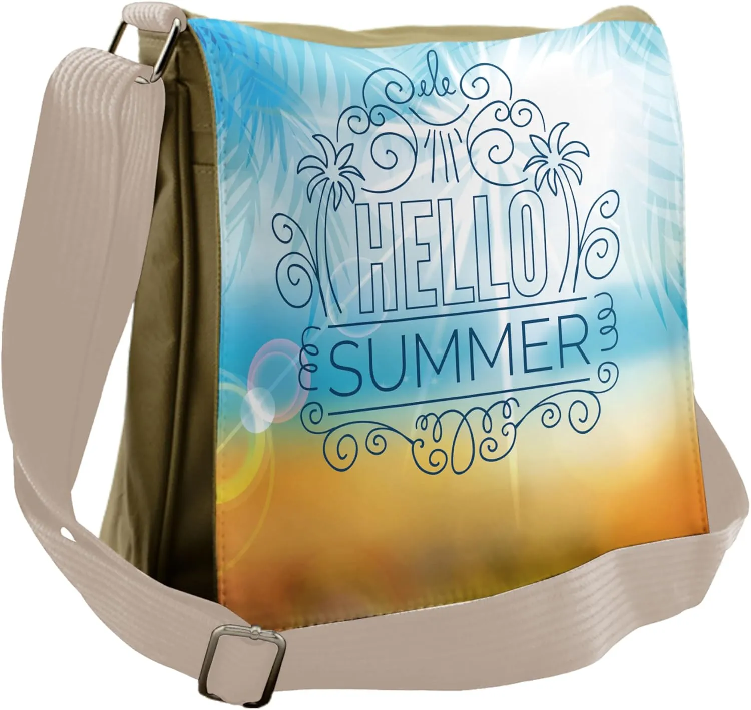 Ambesonne Beach Messenger Bag, Abstract Sunny Seashore, Unisex Cross-body