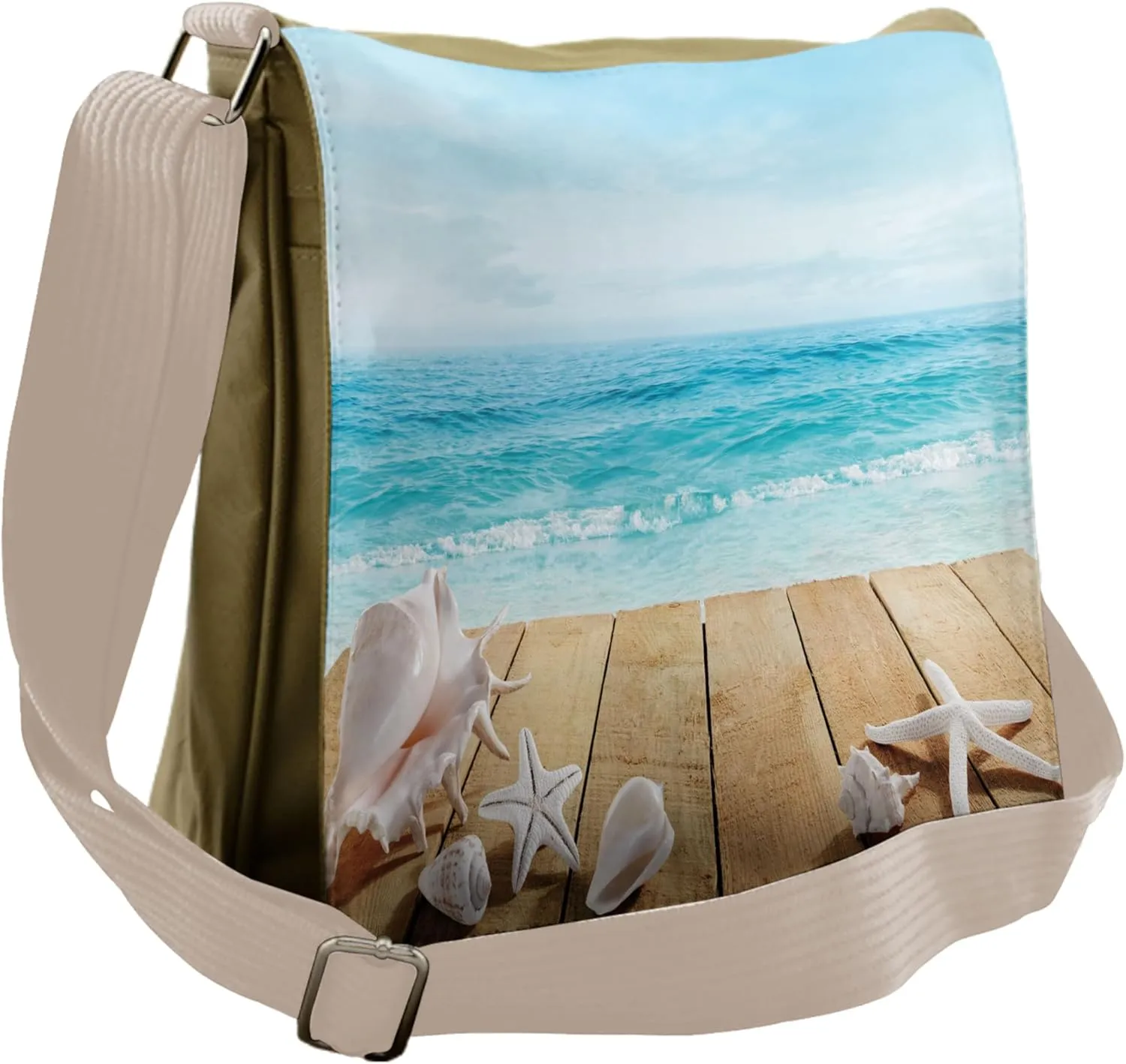 Ambesonne Beach Messenger Bag, Sunshine Maldives Deck, Unisex Cross-body
