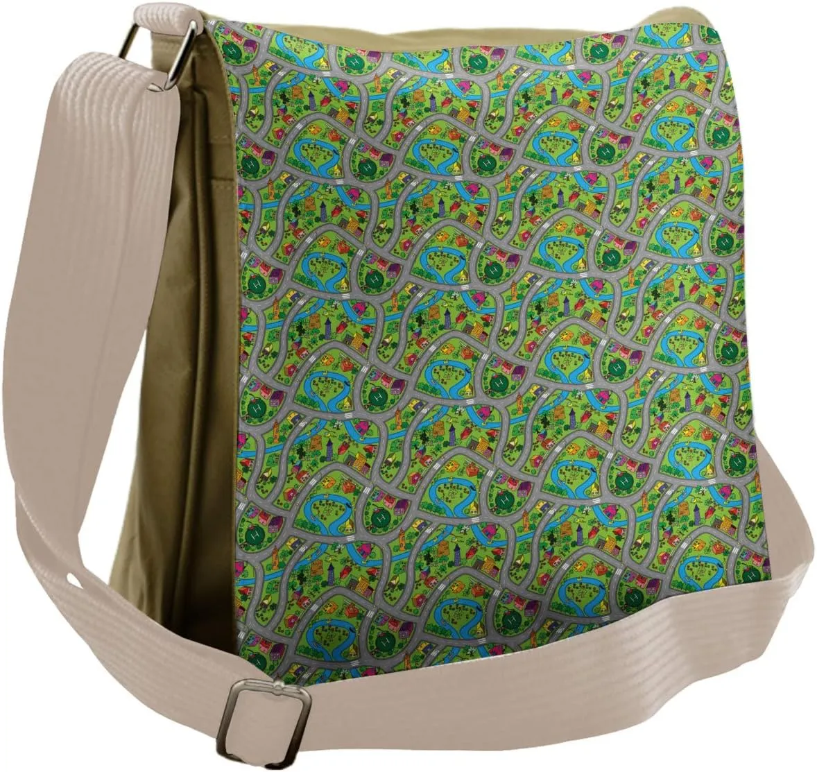 Ambesonne Car Race Track Messenger Bag, Suburb Area, Unisex Cross-body