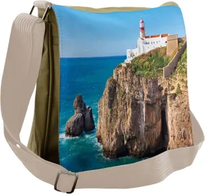 Ambesonne Colorful Messenger Bag, Cliff Rocks Sunny Day, Unisex Cross-body