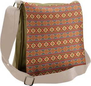 Ambesonne Colorful Messenger Bag, Folkloric Hispanic Motifs, Unisex Cross-body