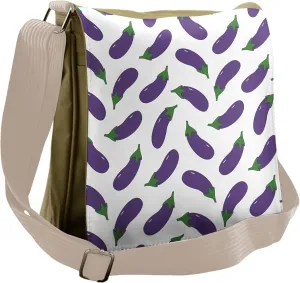 Ambesonne Eggplant Messenger Bag, Nutritious Meal, Unisex Cross-body