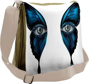 Ambesonne Eye Messenger Bag, Realistic Female Butterfly, Unisex Cross-body