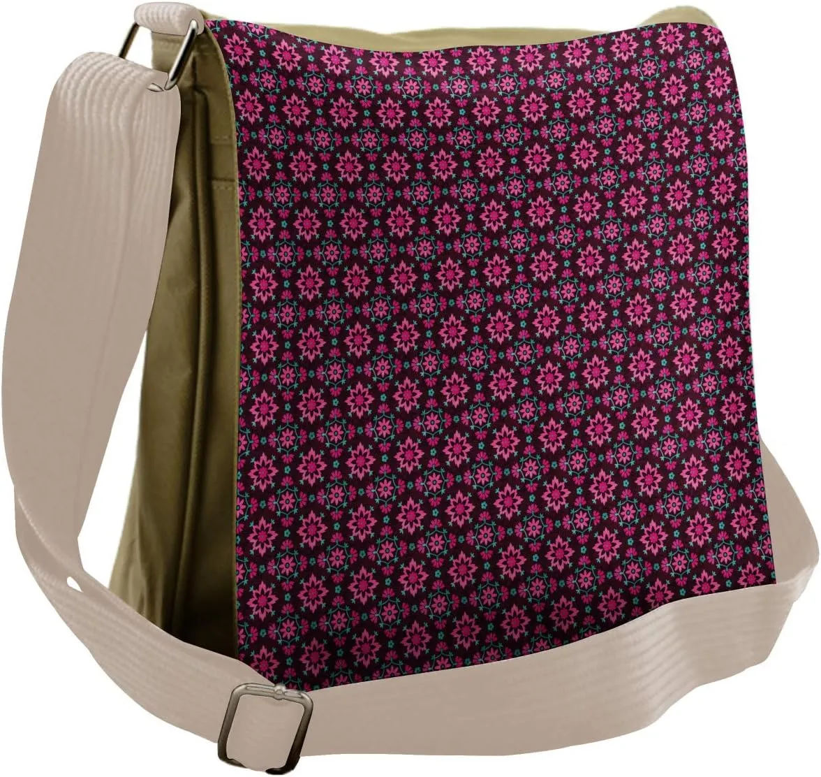Ambesonne Floral Messenger Bag, Boho Botany Foliage, Unisex Cross-body