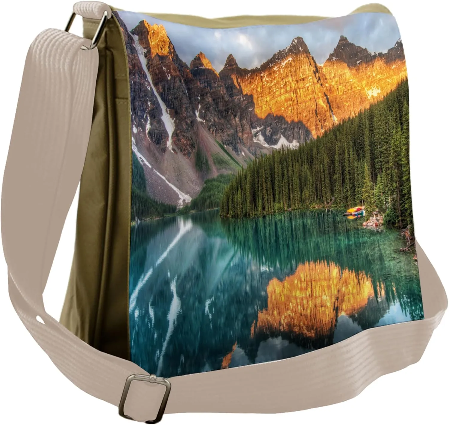 Ambesonne Forest Messenger Bag, Moraine Lake Canadian, Unisex Cross-body