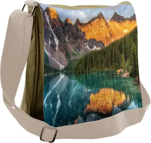 Ambesonne Forest Messenger Bag, Moraine Lake Canadian, Unisex Cross-body