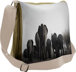 Ambesonne Grey Messenger Bag, Tropic Wildlife Savannah Back, Unisex Cross-body