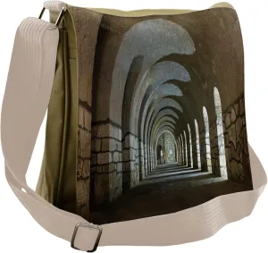 Ambesonne Historic Messenger Bag, Corridor in Fortress, Unisex Cross-body