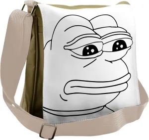 Ambesonne Humor Messenger Bag, Crying Frog Meme Cartoon, Unisex Cross-body