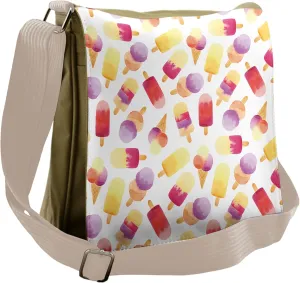 Ambesonne Ice Cream Messenger Bag, Watercolor Cone, Unisex Cross-body