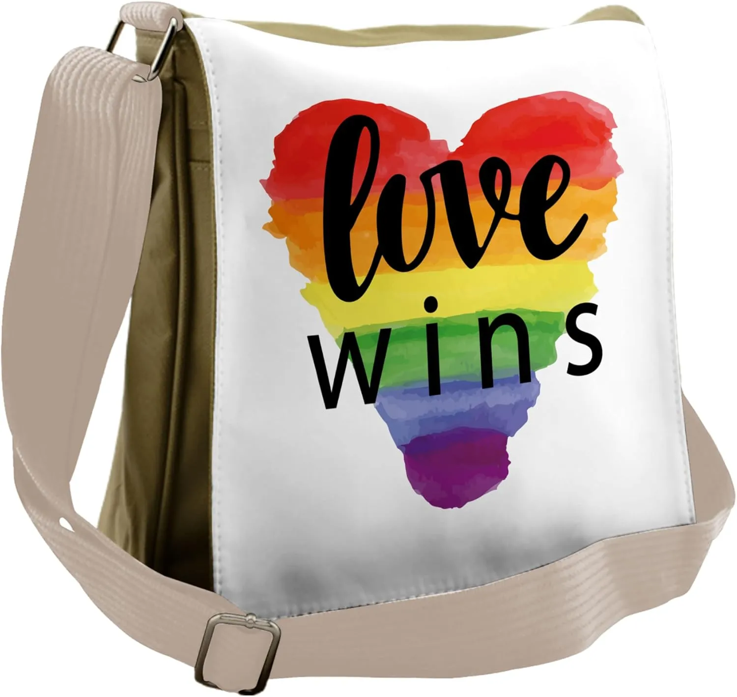 Ambesonne Inspirational Messenger Bag, Gay Parade Slogan, Unisex Cross-body